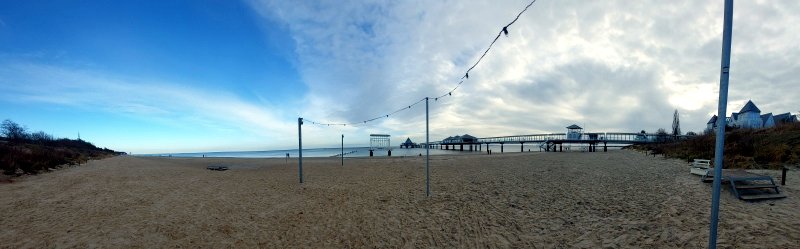 Der Strand in Heringsdorf mit der Seebrücke